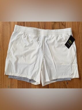 Athletic Works off-White Double-Layer Athletic Shorts